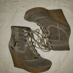 Diesel suede platform lace up ankle boots
